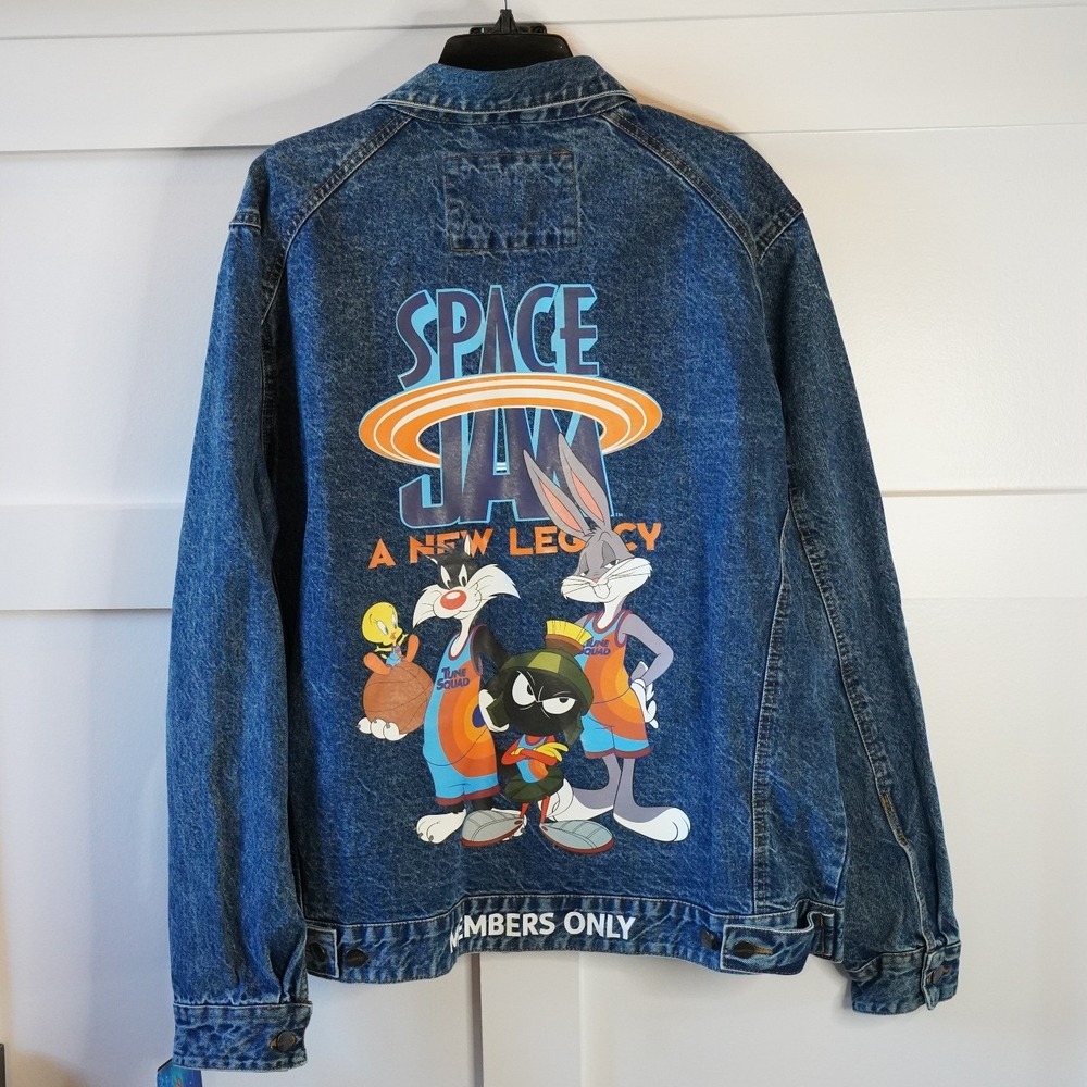 NWT,‎ Looney Tunes Members Only, Space Jam New Legacy Denim Jacket XL Bugs Bunny - Picture 4 of 8